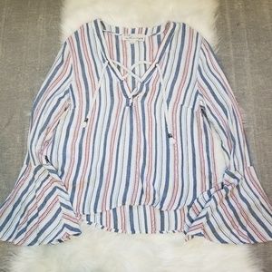 Vintage Havana - Striped flare sleeve blouse